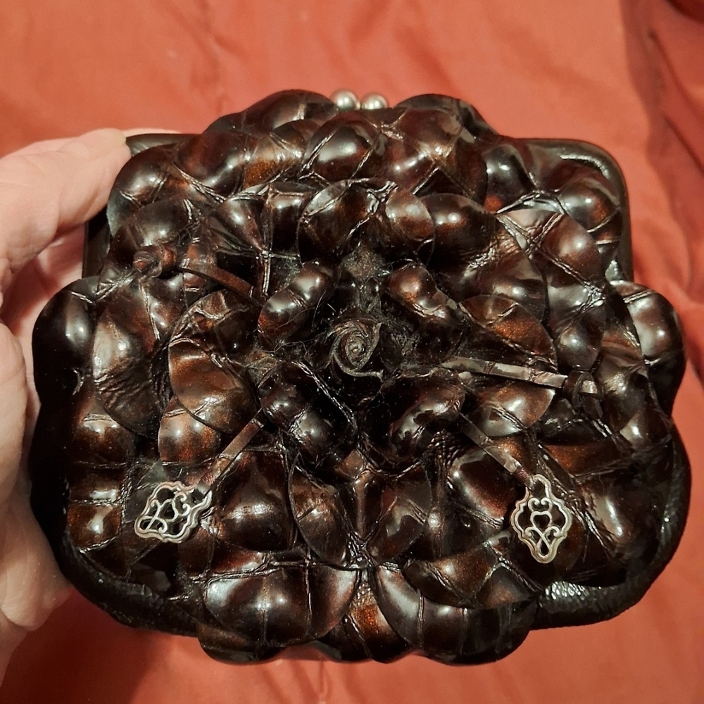Brighton Dark Brown Floral Clutch